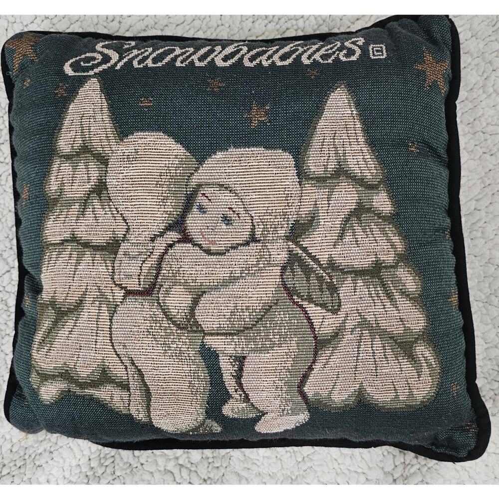 Department 56 Pillow Snow bunnies 10"x 10" Green /Black